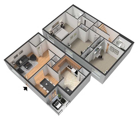 Floor plan for 3 beds, 2.5 baths, 1539 sqft